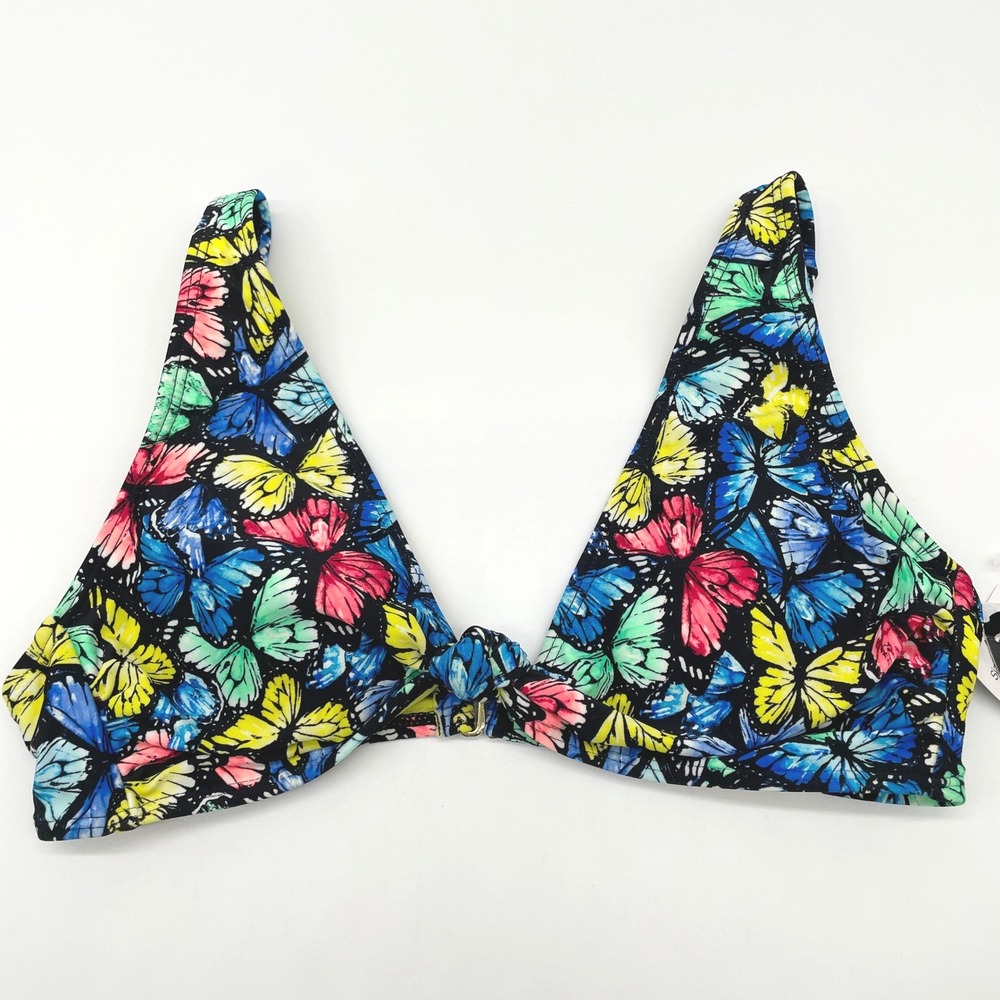 No Boundaries Butterfly Bikini Top Juniors M 7-9 ‎ Knot Front Rave Festival EDM